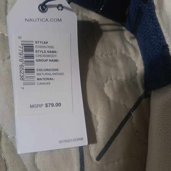 Nautica Cream and Blue Tote Bag with Sporty Design - Picture 2 of 7